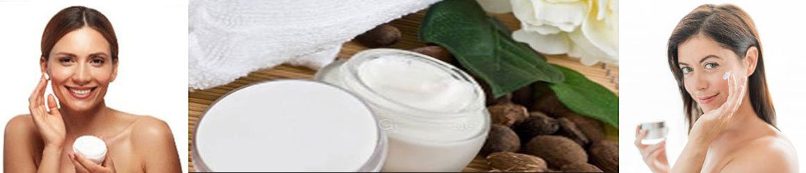 Two models applying natural face cream to their faces